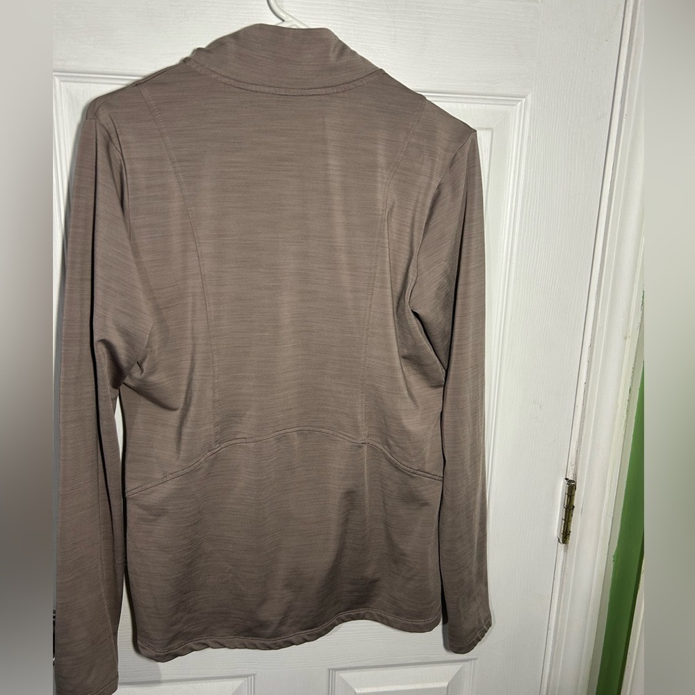 Eddie Bauer Women’s Large Quest Flex 1/4-zip Pullover Taupe Thumbholes Cozy - Picture 9 of 16
